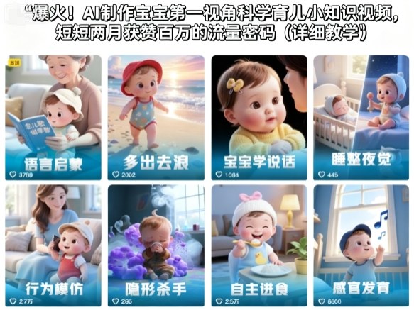 爆火！AI制作宝宝*视角科学育儿小知识视频，短短两月获赞百万的流量密码（详细教学）