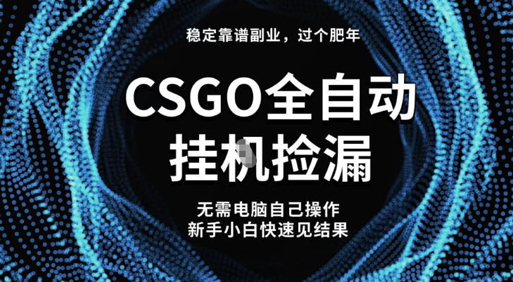 【稳定副业】全球最热门游戏CSGO全自动捡漏，*玩法，新手小白日入5张+【揭秘】