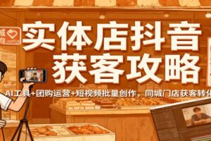 实体店抖音获客攻略：AI工具+团购运营+短视频批量创作，同城门店获客转化-麦资源网