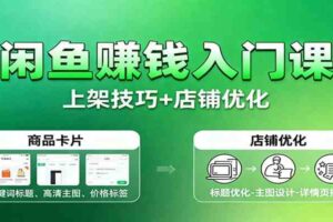 闲鱼赚钱入门课：基础操作+养号选品+上架技巧+店铺优化+选品拓展-麦资源网