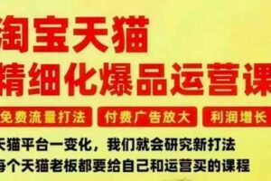 淘宝天猫精细化爆品运营课，免费流量打法-付费广告放大-利润增长-三大核心痛点，一次全部解决-麦资源网