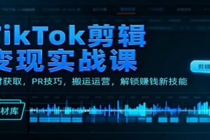 TikTok剪辑变现实战课：素材获取，PR技巧，搬运运营，解锁赚钱新技能-麦资源网