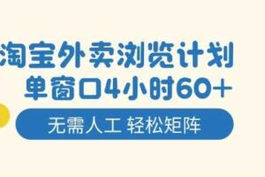 淘宝外卖浏览计划，到窗口4小时60+无需人工，轻松矩阵开干【揭秘】-麦资源网