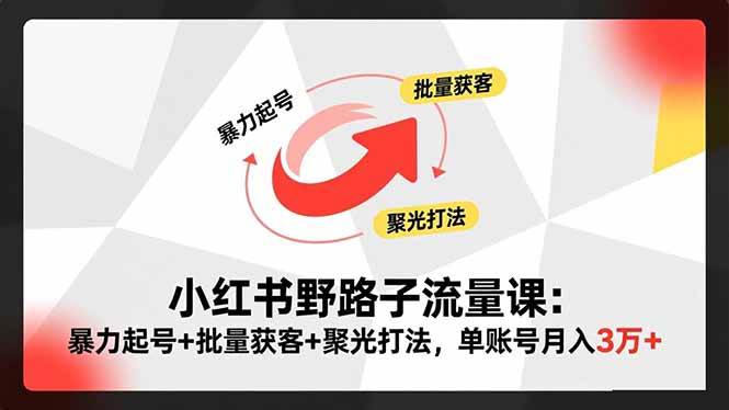 图片[1]-（16513期）小红书野路子流量课：暴力起号+批量获客+聚光打法，单账号月入3万+