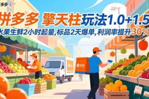 （16495期）拼多多 擎天柱玩法1.0+1.5，水果生鲜2小时起量,标品2天爆单,利润率提升30%-麦资源网
