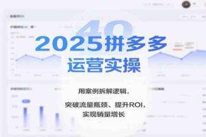 2025拼多多运营实操，用案例拆解逻辑，突破流量瓶颈、提升ROI，实现销量增长-麦资源网