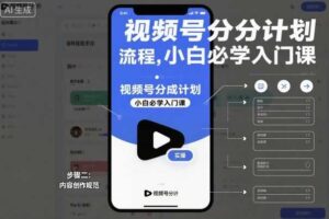 视频号分成计划实操流程，小白必学入门课-麦资源网