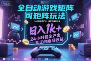 全自动游戏掘金，可矩阵操作，日入1k+，24小时稳定产出，真正的睡后收益【揭秘】-麦资源网