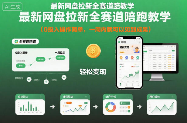 *网盘拉新全赛道陪跑教学，0投入操作简单，一周内就可以见到成果