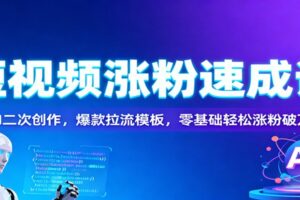 短视频涨粉速成课：AI二次创作，爆款拉流模板，零基础轻松涨粉破万-麦资源网