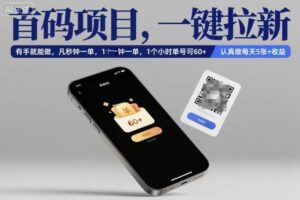 首码项目，一键拉新，有手就能做，几秒钟一单，1个小时单号可60+，认真做每天5张+收益【揭秘】-麦资源网