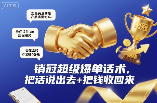 销冠*爆单话术，把话说出去+把钱收回来