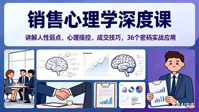 图片[1]-（16456期）销售心理学深度课，讲解人性弱点、心理操控、成交技巧，36个密码实战应用