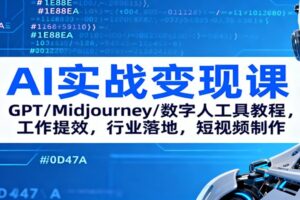 AI实战变现课:GPT/Midjourney/数字人工具教程,工作提效,行业落地,短视频制作-麦资源网