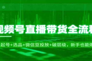 视频号直播带货全流程：起号+选品+微信豆投放+破层级，新手也能爆单-麦资源网