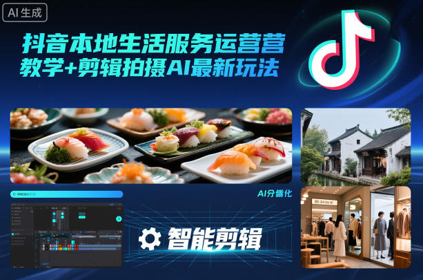 抖音本地生活服务运营教学+剪辑拍摄AI*玩法