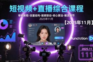 短视频+直播综合课程【2025年11月】,审核新规-流量结构-搜索联动-核心算法-推流细节-麦资源网
