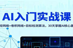 AI入门实战课：神经网络+卷积网络+目标检测算法，30天掌握AI核心基础-麦资源网