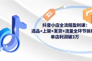 （16593期）抖音小店全流程盈利课：选品+上架+发货+流量全环节拆解，单店利润破3万-麦资源网