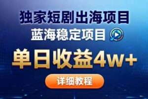 全网独家短剧出海掘金，蓝海红利，单日最高收益5w+，别卷国内了【揭秘】-麦资源网