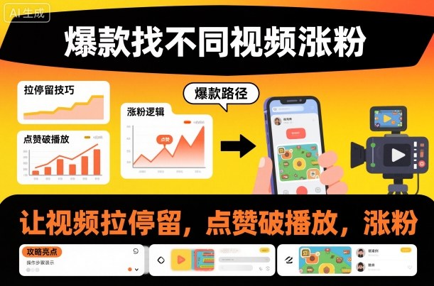 *找不同视频涨粉，让视频拉停留，实现点赞，破播放，涨粉