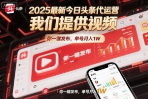 2025最新今日头条代运营，我们提供视频，你一键发布，单号月入1W【揭秘】-麦资源网