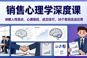 （16456期）销售心理学深度课，讲解人性弱点、心理操控、成交技巧，36个密码实战应用-麦资源网