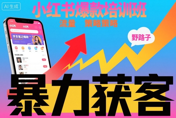 小红书*培训班，小红书获客野路子流量打法，*持续获客