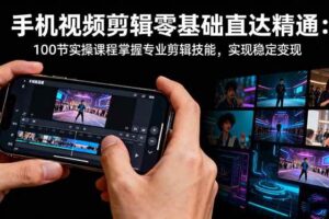 （16466期）手机视频剪辑零基础直达精通：100节实操课程掌握专业剪辑技能，实现稳…-麦资源网