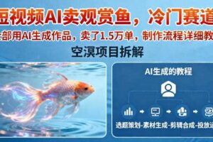 短视频AI卖观赏鱼,冷门赛道,全部用AI生成作品,卖了1.5W单,制作流程详细教程-麦资源网