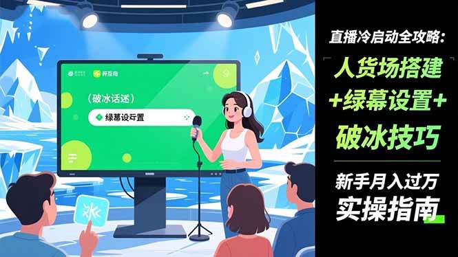 图片[1]-（16605期）直播冷启动全攻略:人货场搭建+绿幕设置+破冰技巧，新手月入过万实操指南