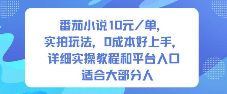 番茄小说10米每单，实拍玩法，*好上手，详细实操教程和平台入口适合大部分人