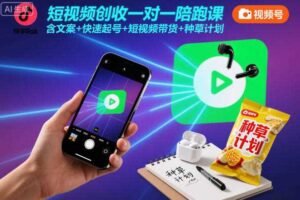 短视频创收一对一陪跑课，含文案+快速起号+短视频带货+种草计划-麦资源网