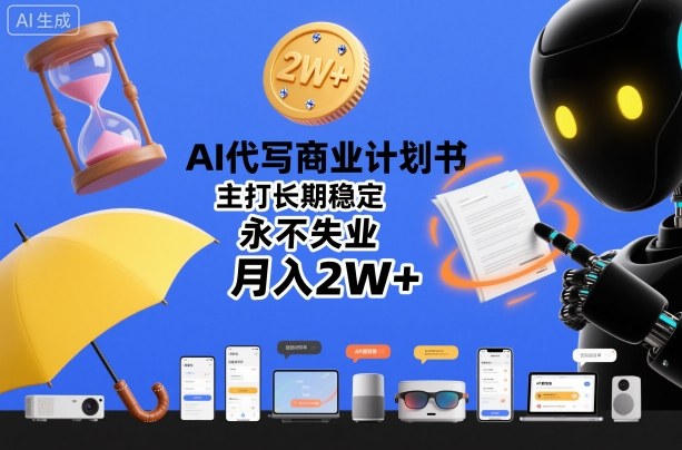 AI代写商业计划书，主打长期稳定，*失业，月入2W+