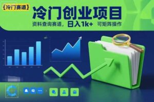 冷门创业项目，资料查询赛道，日入1k+，可矩阵操作-麦资源网