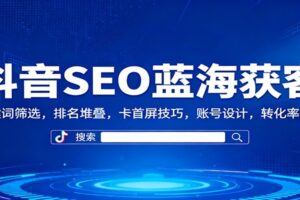 抖音SEO蓝海获客：关键词筛选，排名堆叠，卡首屏技巧，账号设计，转化率提升-麦资源网