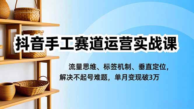 图片[1]-（16667期）抖音手工赛道运营实战课，流量思维、标签机制、垂直定位，解决不起号难题，单月变现破3万