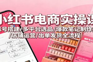 小红书电商实操课：账号搭建/多平台选品/爆款笔记制作/店铺运营/出单发货全流程-麦资源网