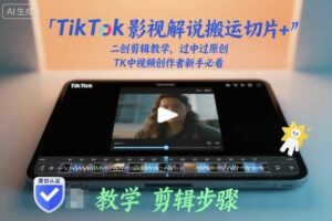 TikTok影视解说搬运切片+二创剪辑教学，过中过原创，TK中视频创作者新手必看-麦资源网