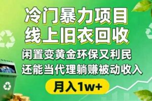 冷门暴力项目,线上旧衣回收,闲置变黄金环保又利民,还能当代理躺賺被动收入,变现+精准引流全流程-麦资源网