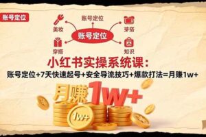 （16554期）小红书实操系统课：账号定位+7天快速起号+安全导流技巧+爆款打法=月赚1w+-麦资源网