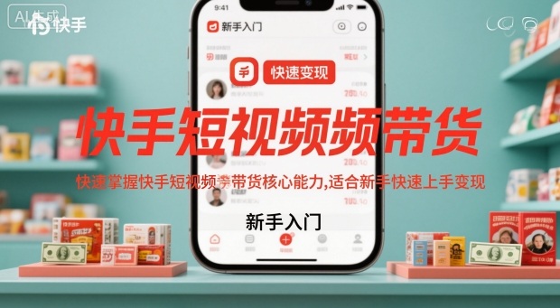 快手短视频带货，快速掌握快手短视频带货*能力，适合新手快速上手变现