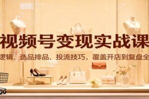 视频号变现实战课：流量逻辑、选品排品、投流技巧，覆盖开店到复盘全流程-麦资源网