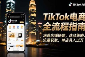 （16524期）TikTok电商全流程指南，涵盖店铺搭建、选品策略、流量获取，单店月入过万-麦资源网