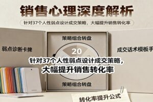 销售心理深度解析：针对37个人性弱点设计成交策略，大幅提升销售转化率！-麦资源网
