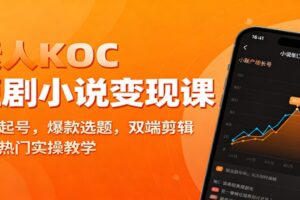 素人KOC短剧小说变现课：账号起号，爆款选题，双端剪辑，千万热门实操教学-麦资源网