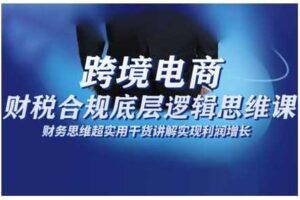 跨境电商财稅合规底层逻辑思维课，财务思维超实用于货讲解实现利润增长-麦资源网
