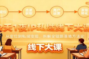 2天1夜IP私域线下大课：从定位到私域变现，拆解全链路落地方法论-麦资源网