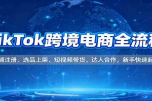 TikTok跨境电商全流程，店铺注册、选品上架、短视频带货、达人合作，新手快速起店-麦资源网