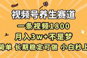 （16913期）视频号养生赛道，一条视频1800，超简单，长期稳定可做，月入3w+不是梦-麦资源网